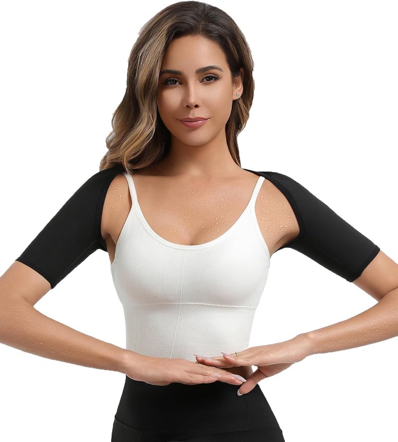 Dokelovy Women's Sauna Arm Slimming Sleeves, Sweat Compression Upper Arm Shaper Bands, Posture Support Workout Gear Daily Use - Image 1